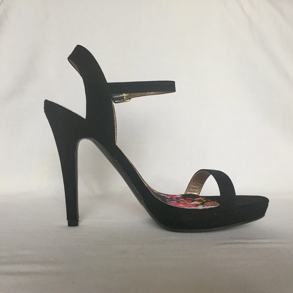 Black suede strappy heels - size 8 - never worn - Picture 4 of 7